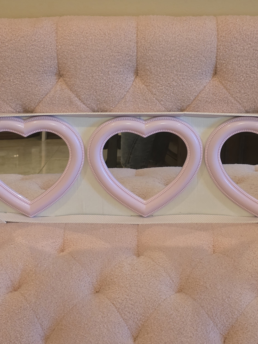 Pink Heart-Shaped Wall Mirror Trio - Decorative Home Wall Decor